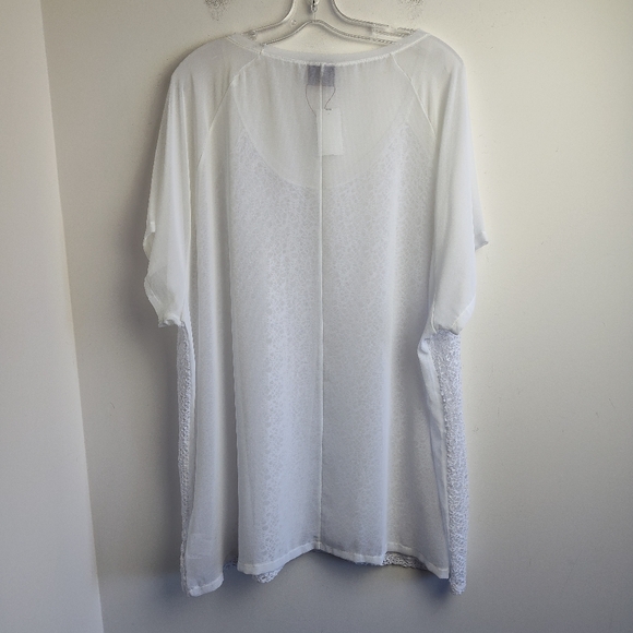 New CPM Due plus size blouse 22 bright white mixed lace sheer layered new light - Picture 10 of 14